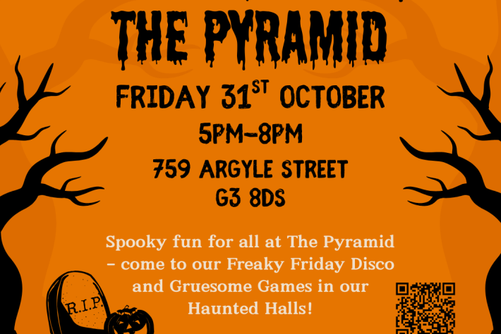 carved pumpkins and spooky trees with text describing the event