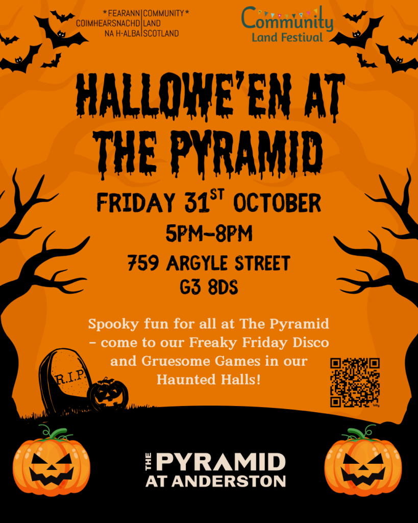 carved pumpkins and spooky trees with text describing the event